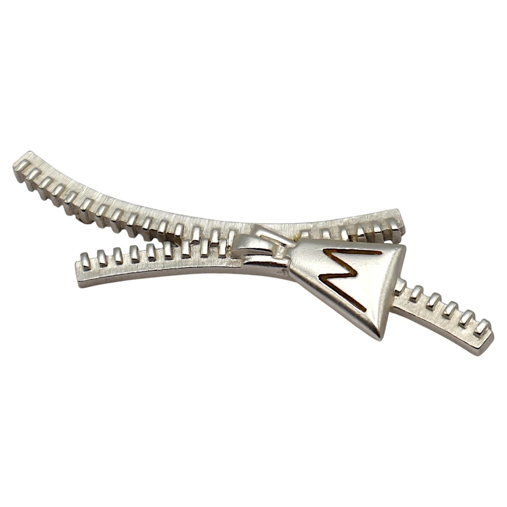 Pre-owned Claude Montana Vintage Silver-tone Zipper Brooch In Multi
