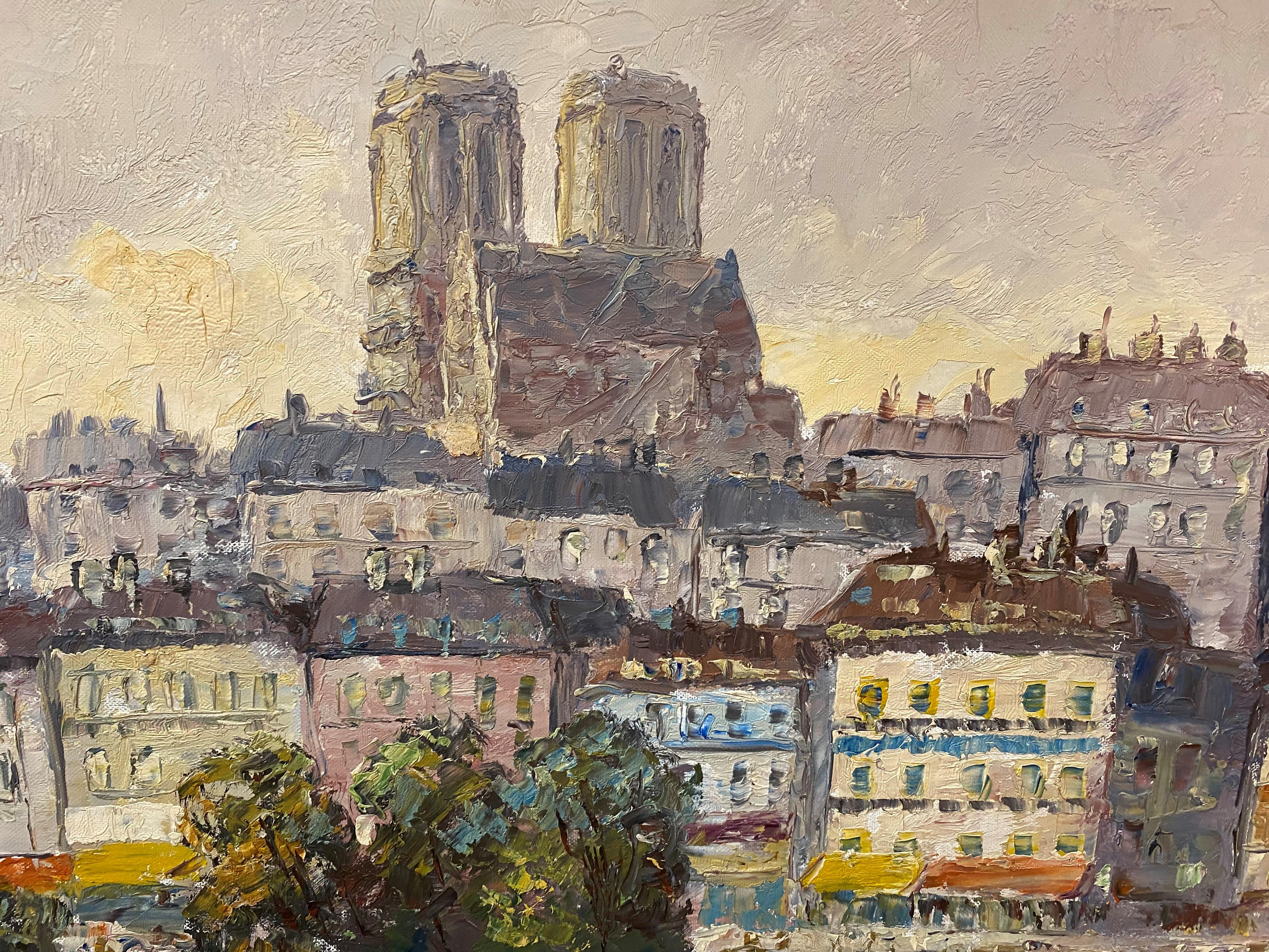 Escena parisina francesa - Painting Impresionista de Claude Montier