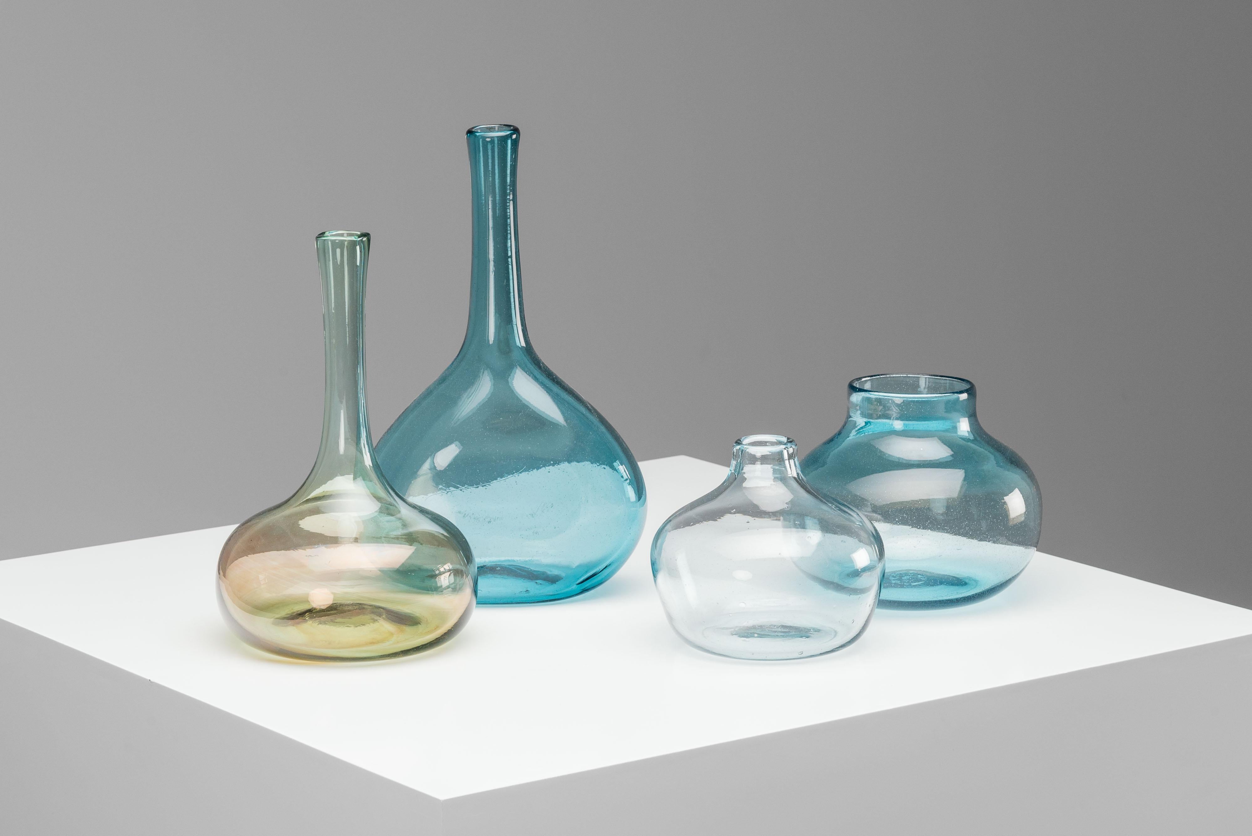 Claude Morin verrückte Flaschen Vasen Dieulefit Frankreich 1970er (Geblasenes Glas) im Angebot