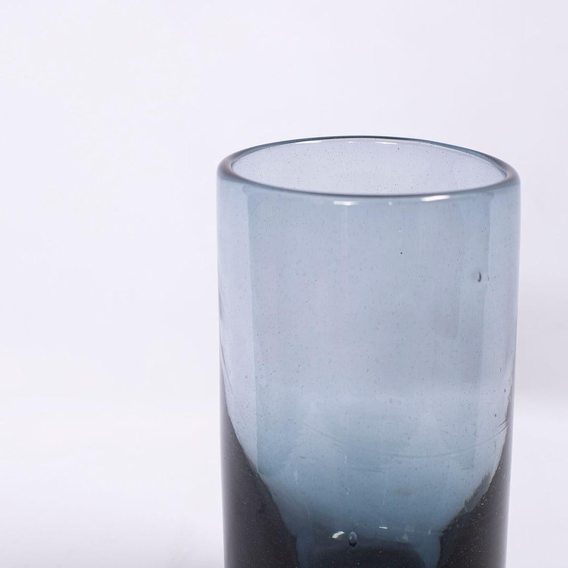 French Claude Morin Glass Flower Vase, Signed, 1960-1970's, France For Sale