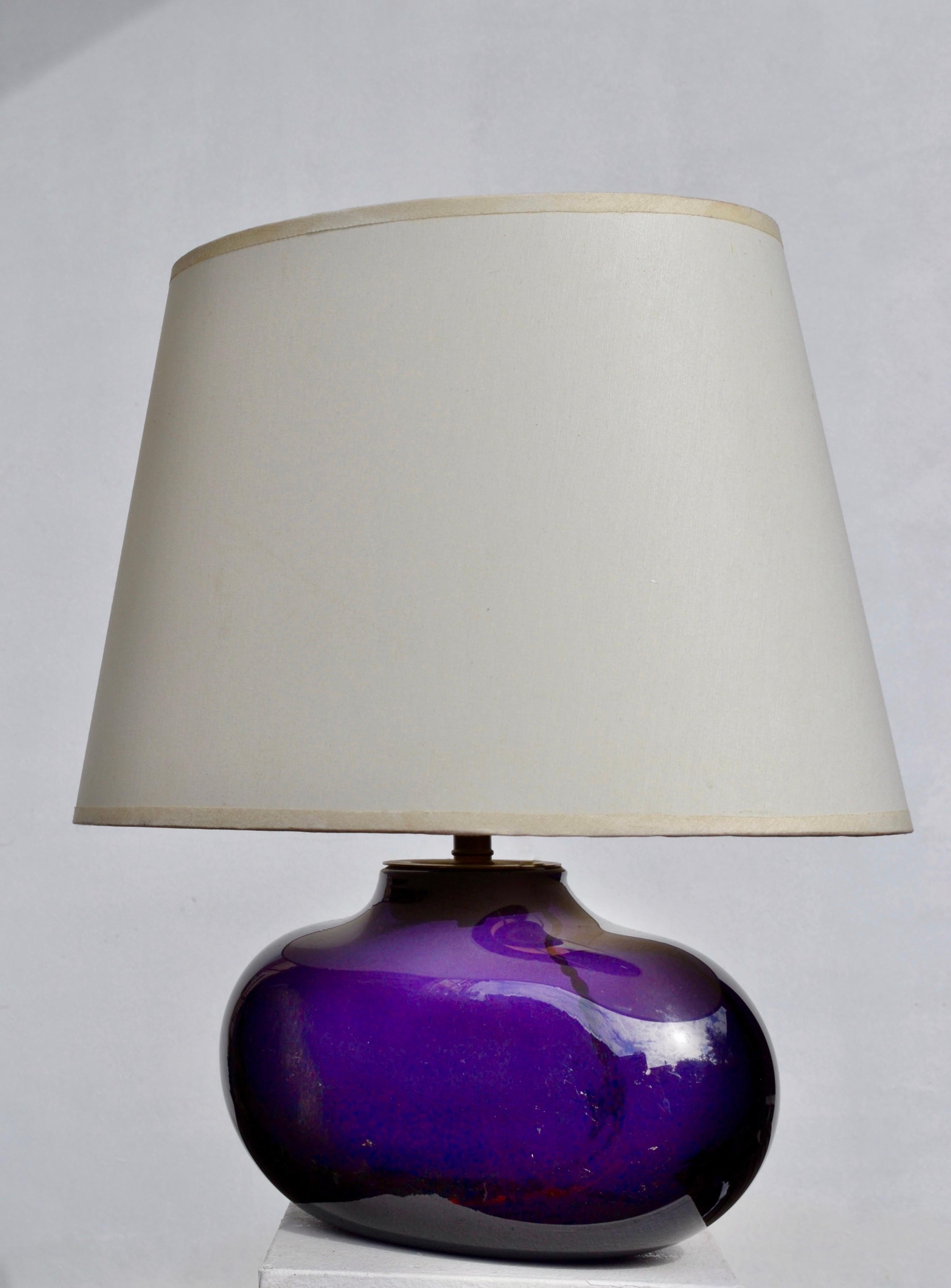 French Claude Morin, Signed Blown Glass Table Lamp, France, circa 1970 For Sale