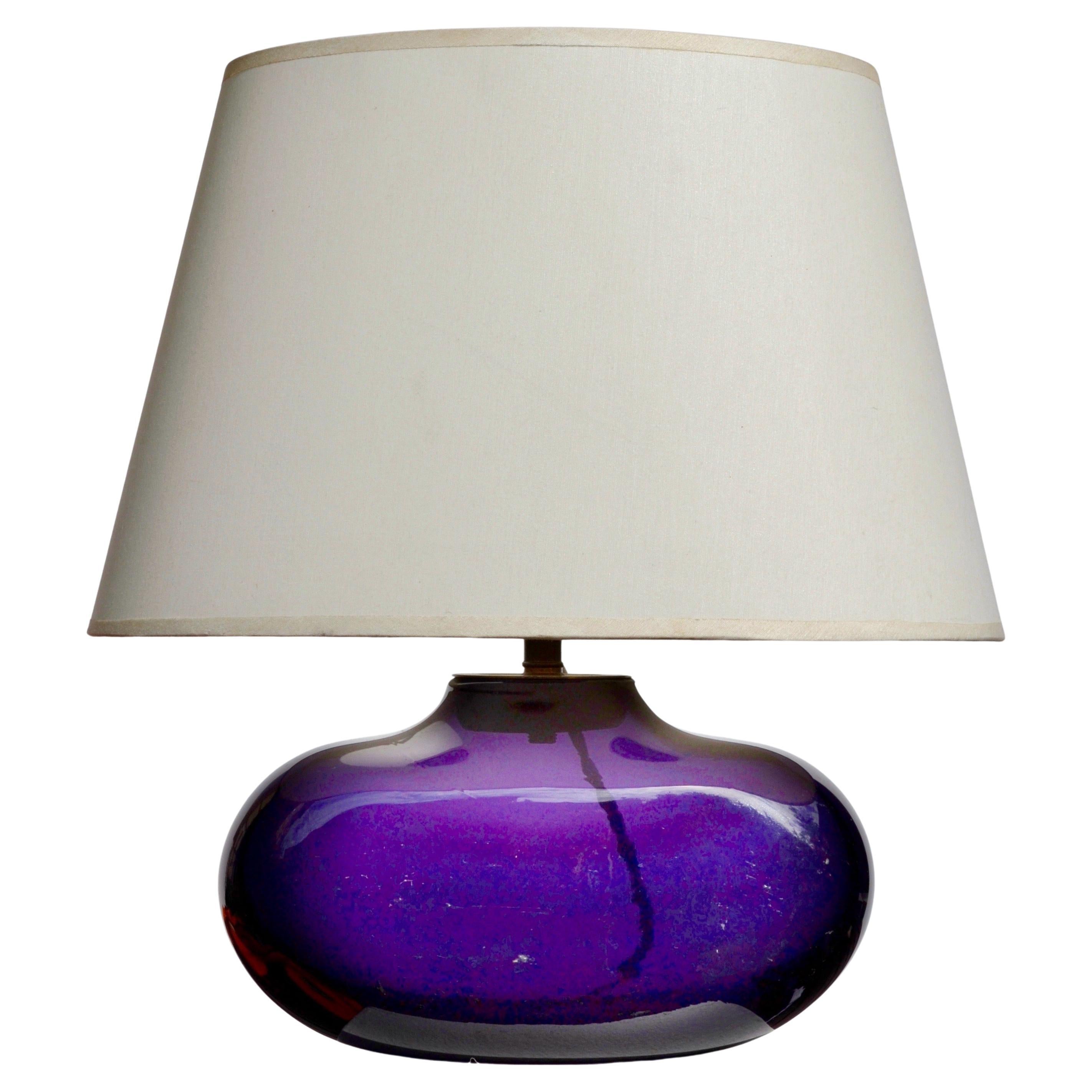 Claude Morin, Signed Blown Glass Table Lamp, France, circa 1970 For Sale