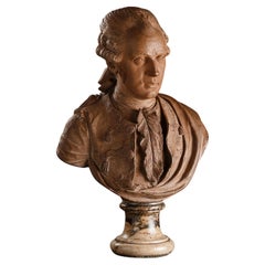 Antique Claude Munier, Bust of Gentleman, 1780