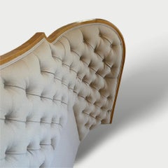 Art Deco King Size Headboard by Claude Olivier Merson, Beige Wool, Circa 1940
