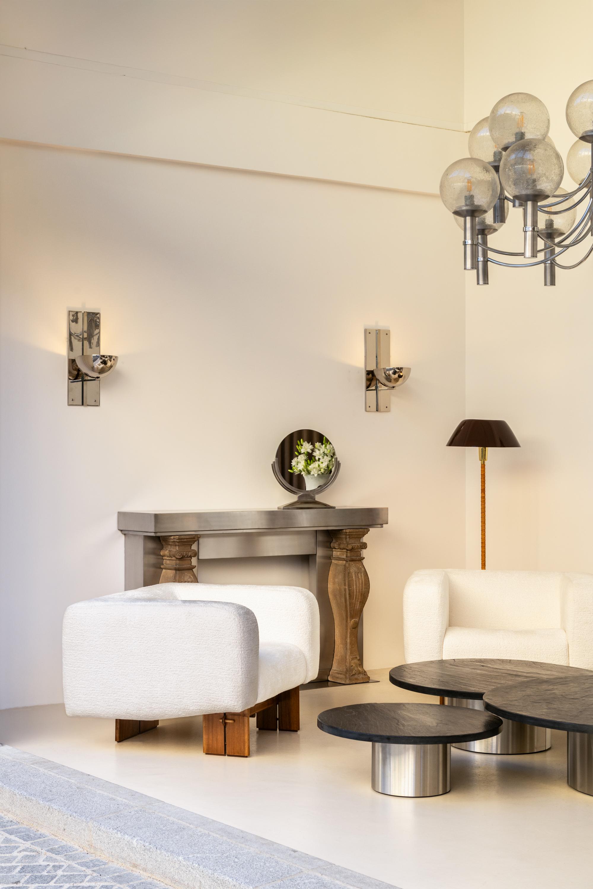 Claude Parent, lampade da parete moderniste in acciaio al nichel 1992 in vendita 3