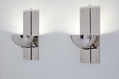Claude Parent, lampade da parete moderniste in acciaio al nichel 1992