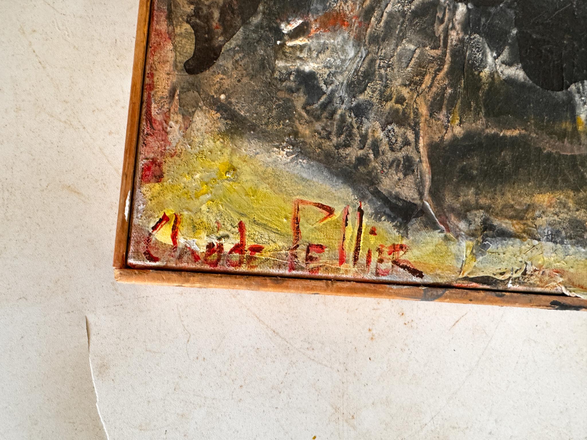 Claude Pellier, Gemälde mit abstrakten Dekormustern, signiert und datiert 1998 im Zustand „Gut“ im Angebot in Auribeau sur Siagne, FR