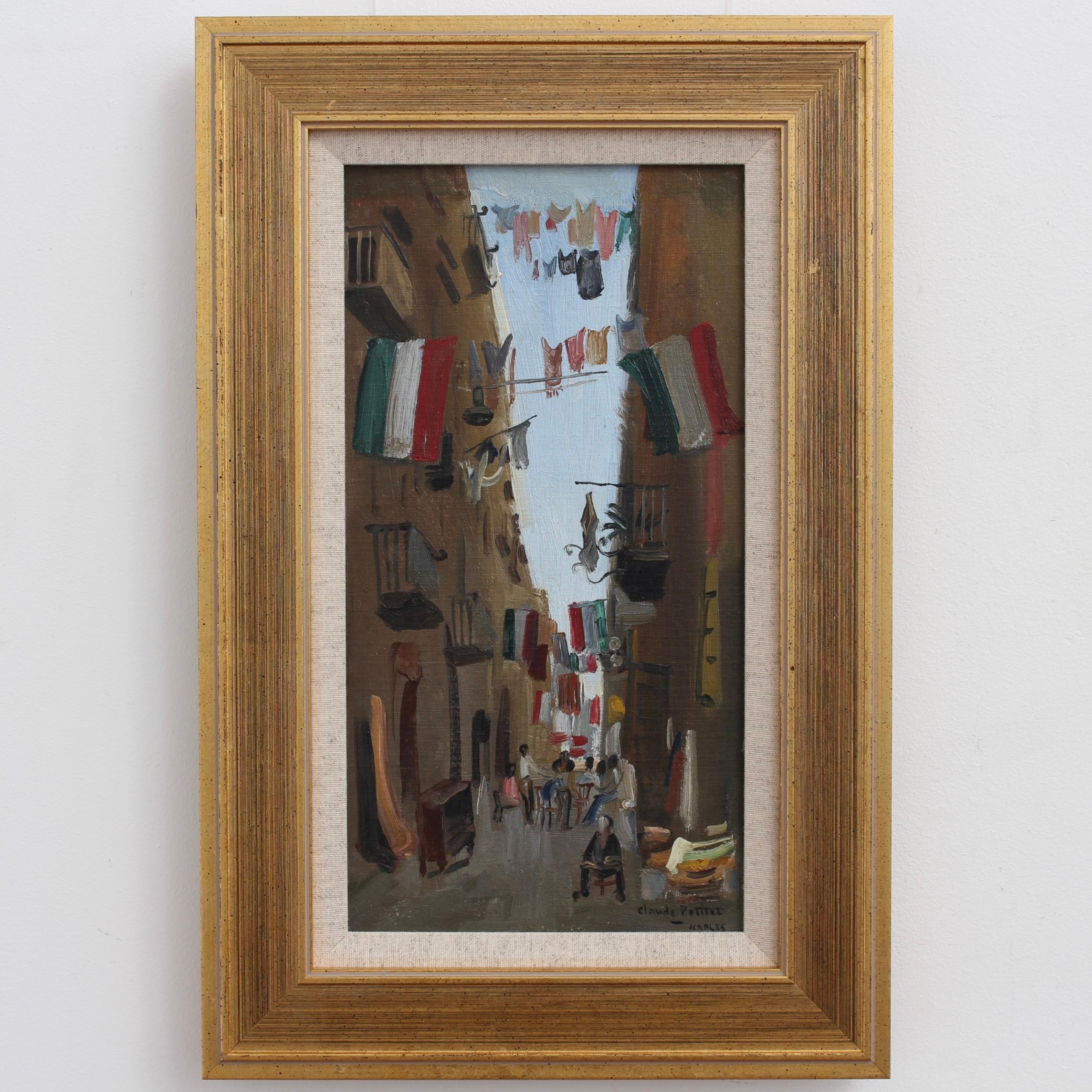 Street View of Naples Italy - Painting by Claude Petitel