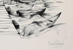 Port de Peche 2 – Original-Radierung von Claude Piechaud – spätes 20. Jahrhundert