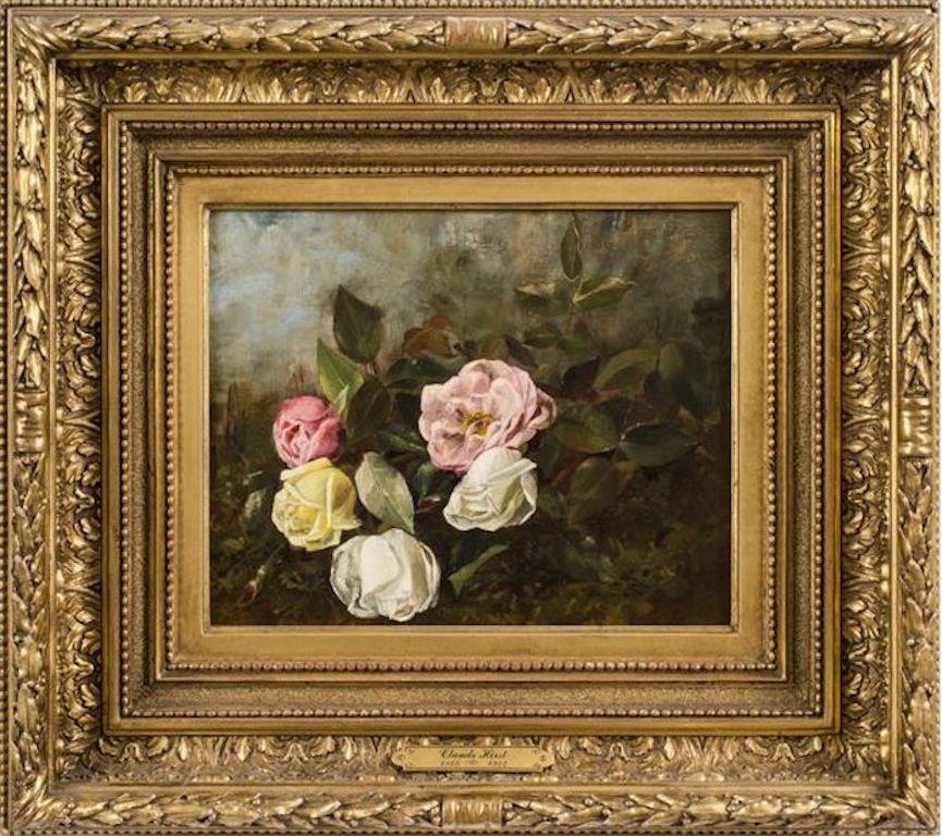 Roses, Floral Still-life by Claude Raguet Hirst (1855-1942, American) For Sale 1
