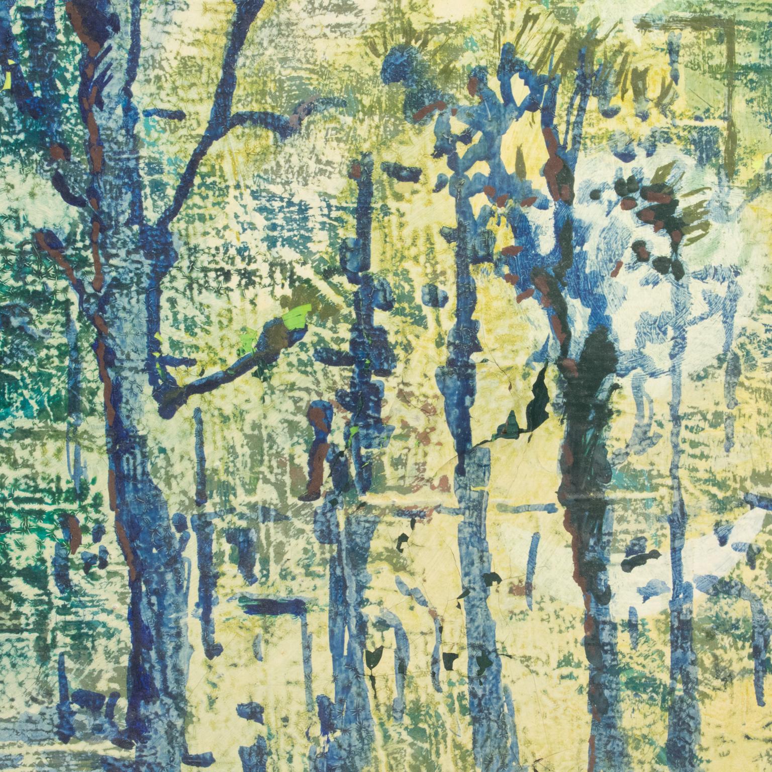Les arbres bleus, peinture à l'huile sur toile de Claude Richard Mazier en vente 9