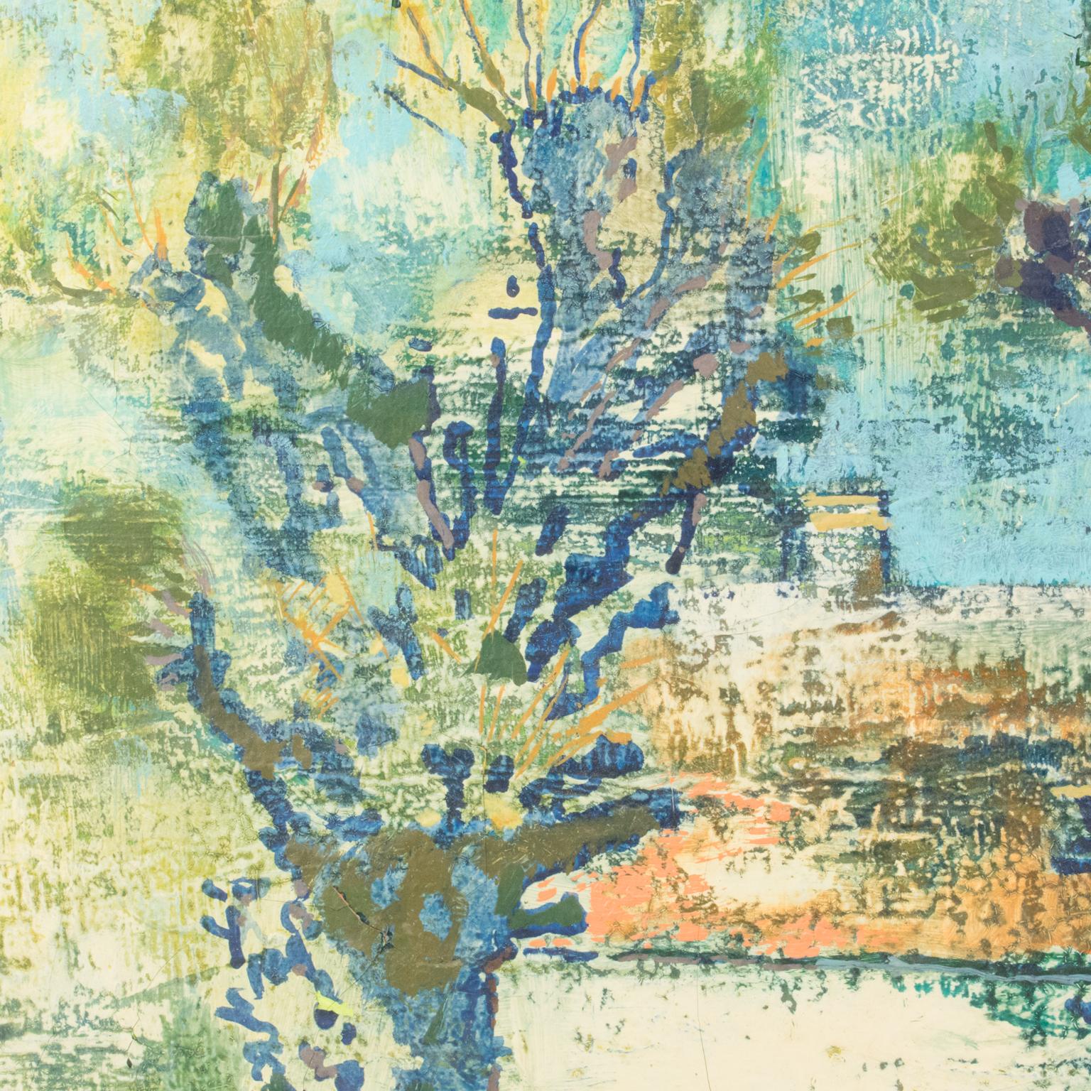 Les arbres bleus, peinture à l'huile sur toile de Claude Richard Mazier en vente 12