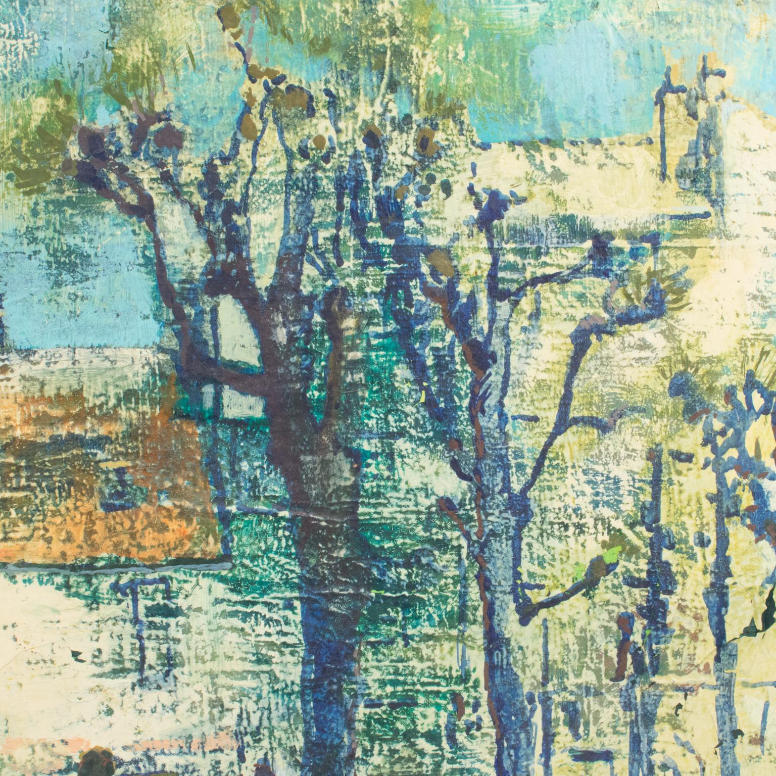 Les arbres bleus, peinture à l'huile sur toile de Claude Richard Mazier en vente 13