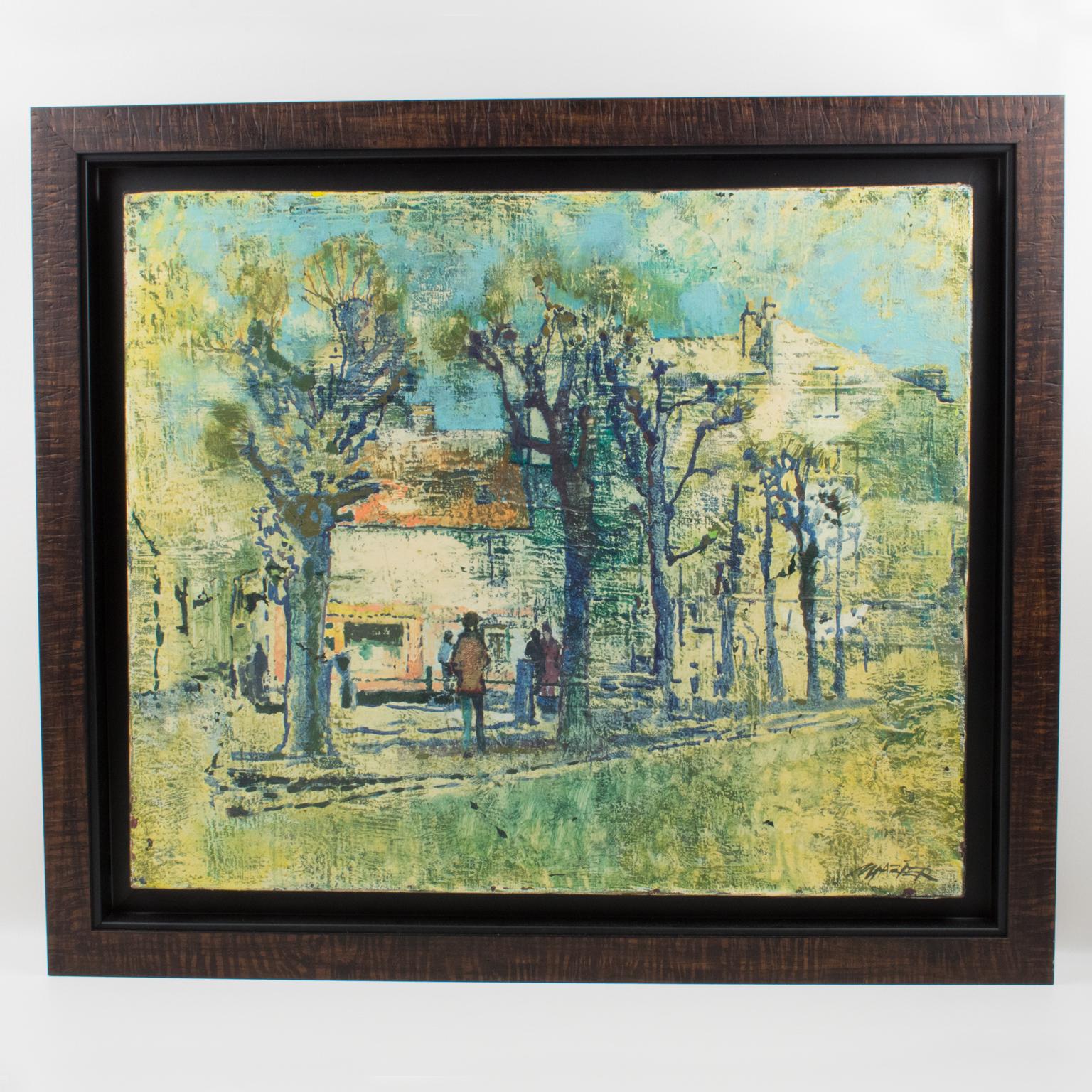 Les arbres bleus, peinture à l'huile sur toile de Claude Richard Mazier en vente 4