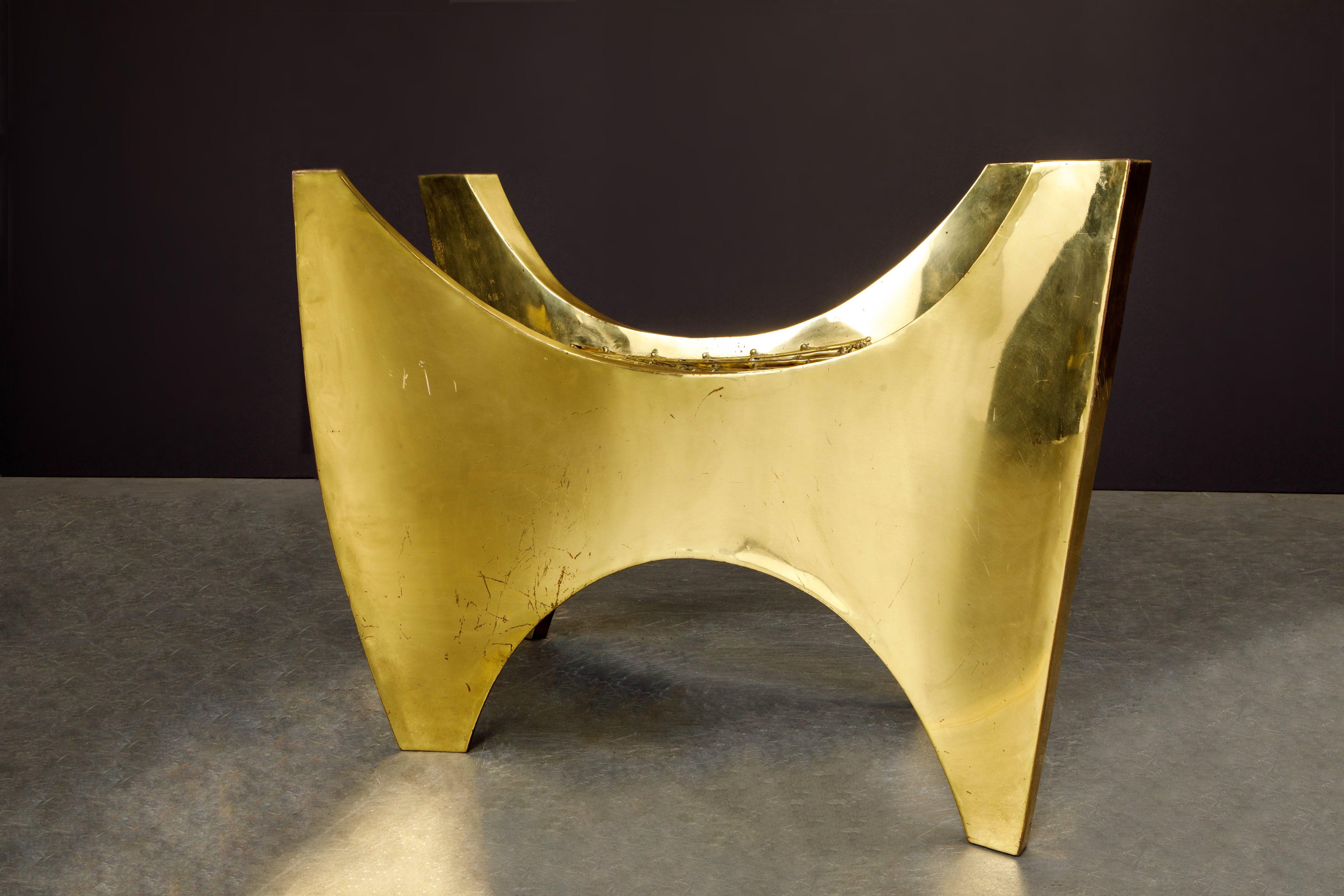 Claude Santarelli Sculptural Brass Fine Art Dining Table, Paris c. 1975, Signed 4
