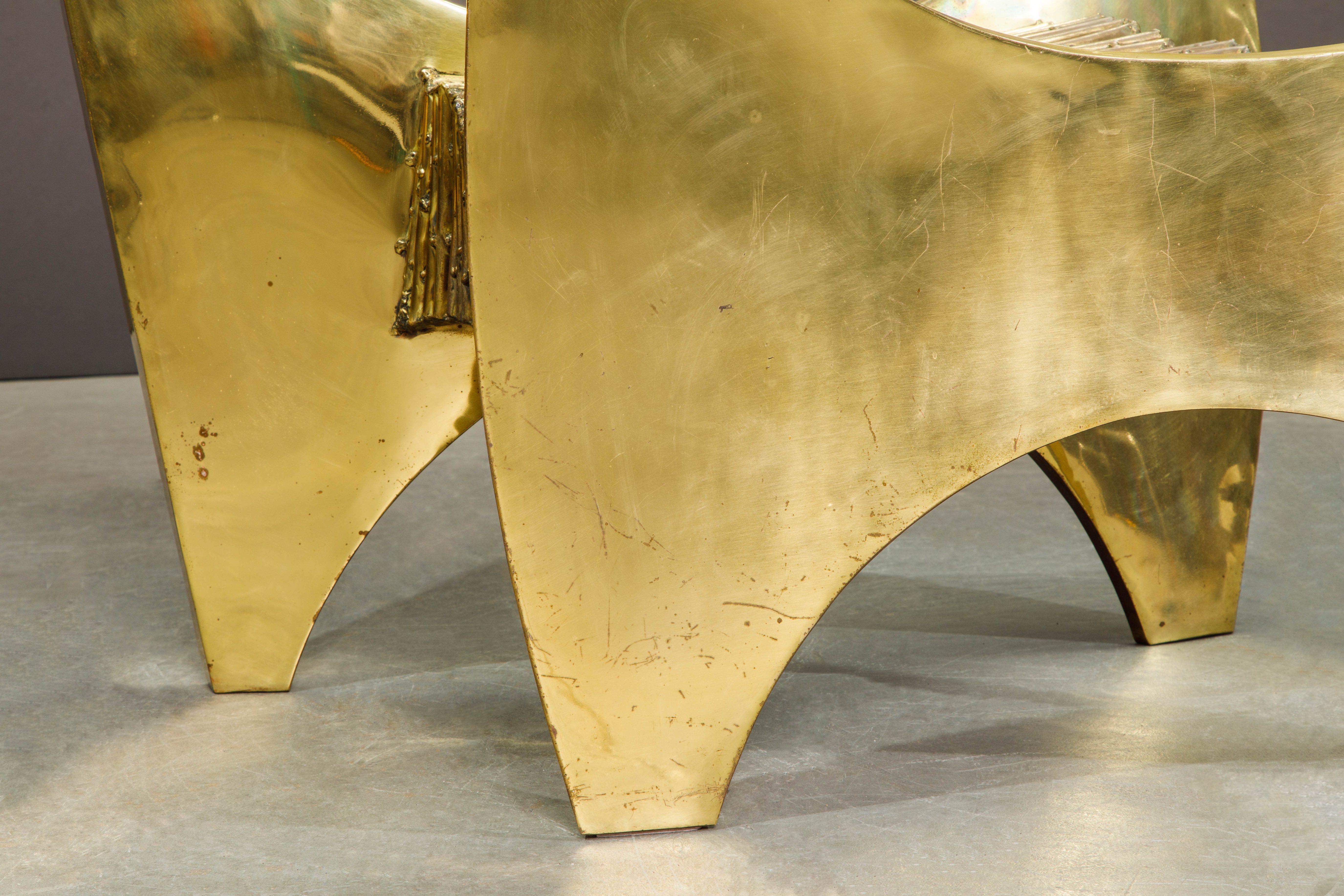 Claude Santarelli Sculptural Brass Fine Art Dining Table, Paris c. 1975, Signed 10