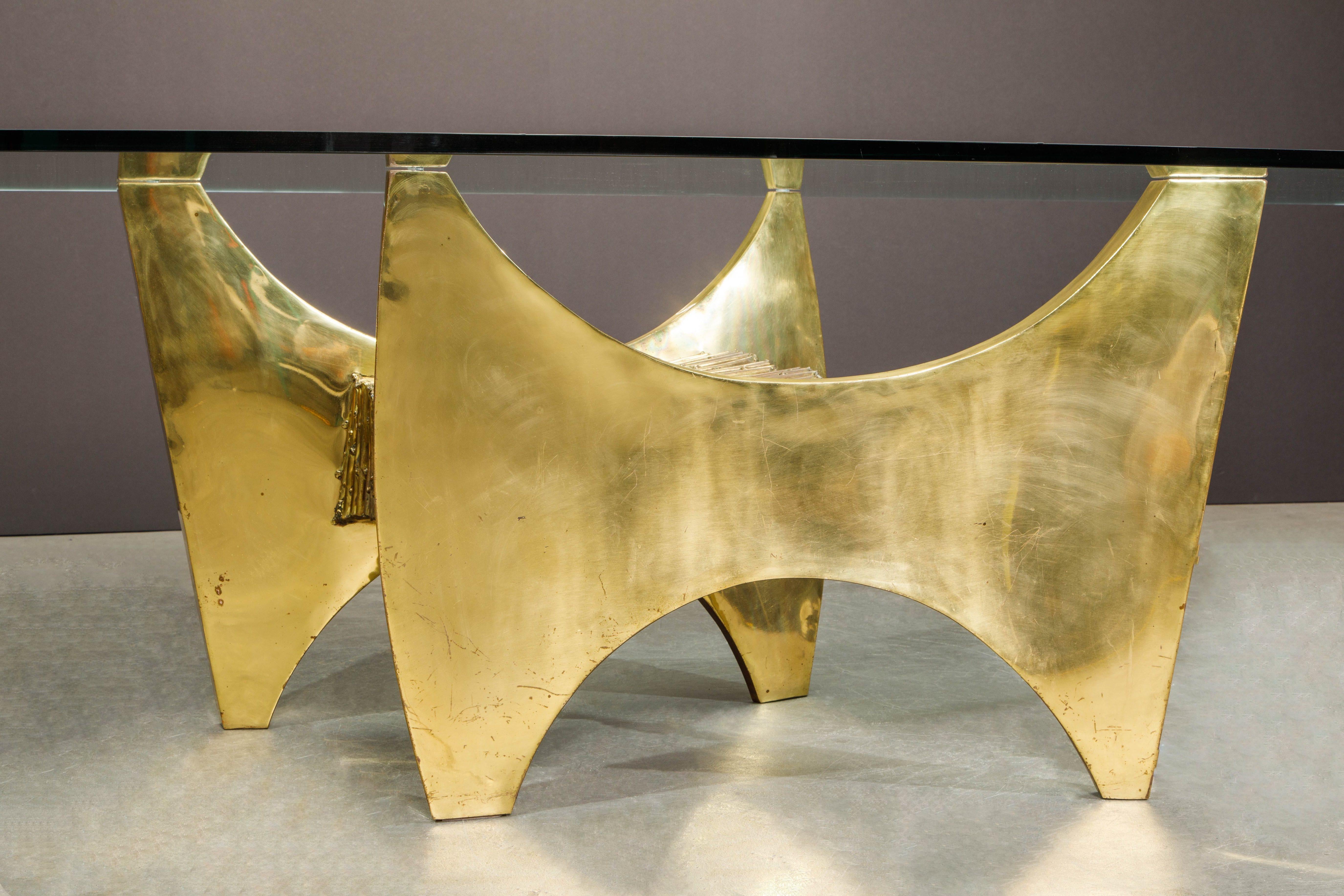 Claude Santarelli Sculptural Brass Fine Art Dining Table, Paris c. 1975, Signed 1