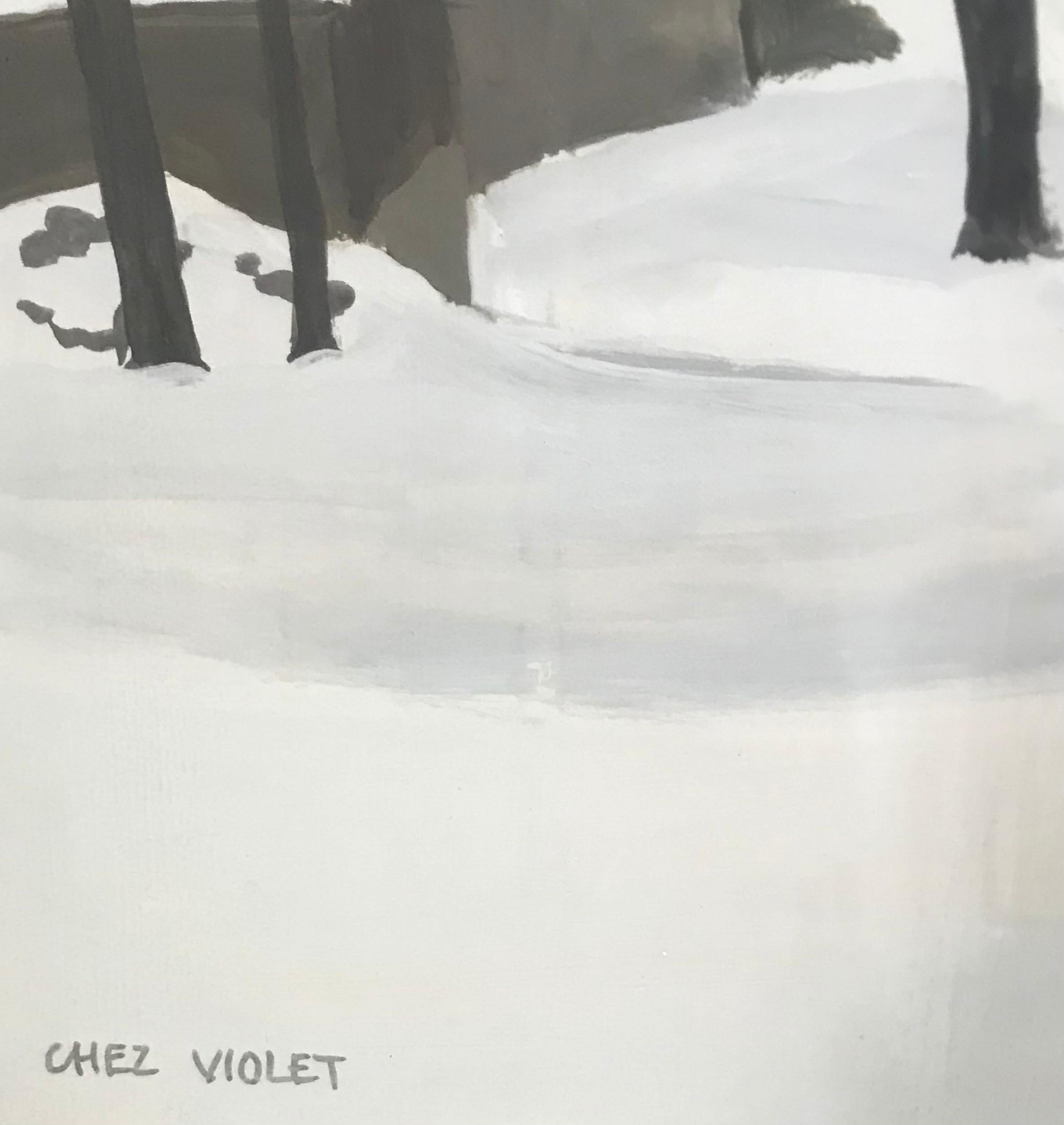 At Violet, Geneva by Claude Sauthier - Gouache on paper 47x70 cm For Sale 2