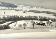 "Valle de Broye, Vaud" de Claude Sauthier - Óleo sobre madera - 92x65 cm