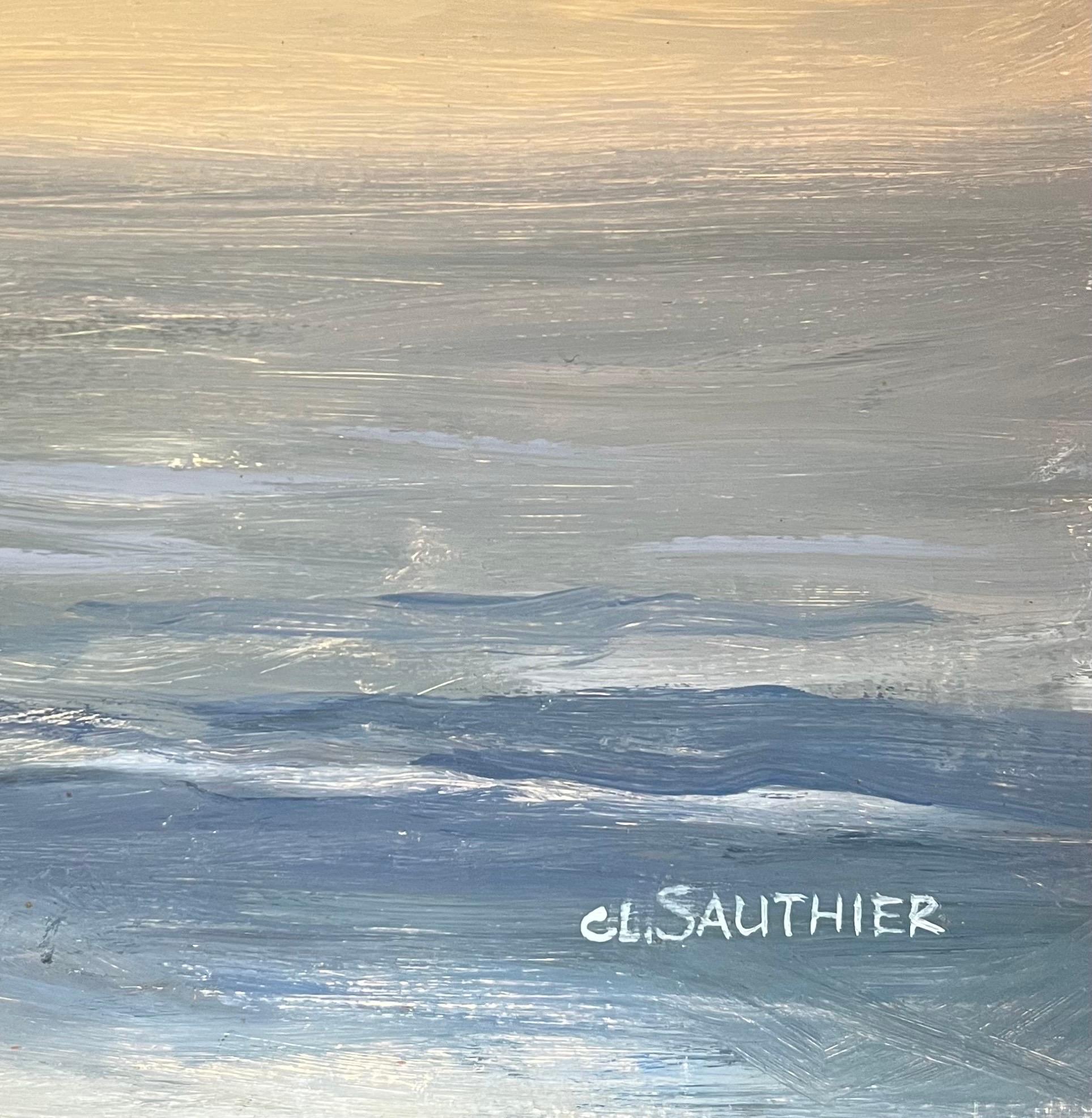 „Clouds over the Sea“ von Claude Sauthier – Öl auf Holz – 92x65 cm im Angebot 1