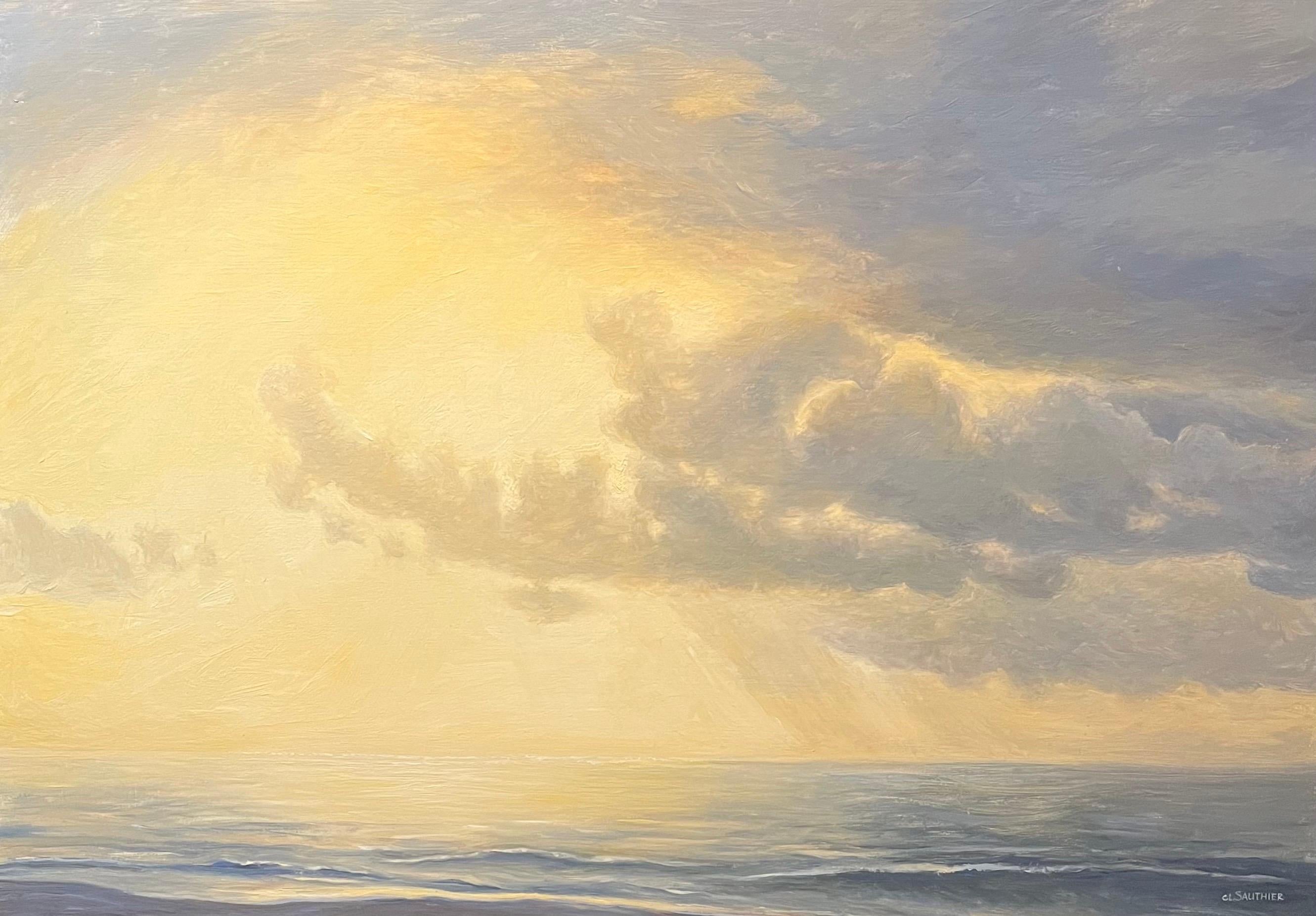 "Nuvole sul mare" di Claude Sauthier - Olio su legno - 92x65 cm