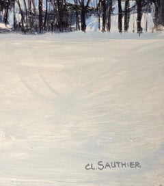 "Bauernhof im Winter - 2" von Claude Sauthier - Öl auf Holz - 73x54 cm
