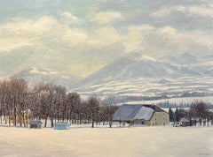 "Fattoria in inverno - 2" di Claude Sauthier - Olio su legno - 73x54 cm