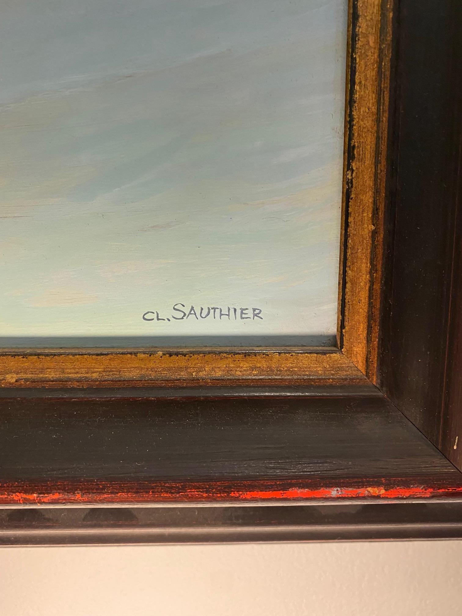 „La Salute, les Hautes Eaux, Venedig“ von Claude Sauthier - Öl auf Holz 53x72 cm im Angebot 3
