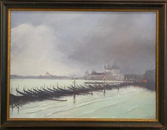 „La Salute, les Hautes Eaux, Venedig“ von Claude Sauthier - Öl auf Holz 53x72 cm