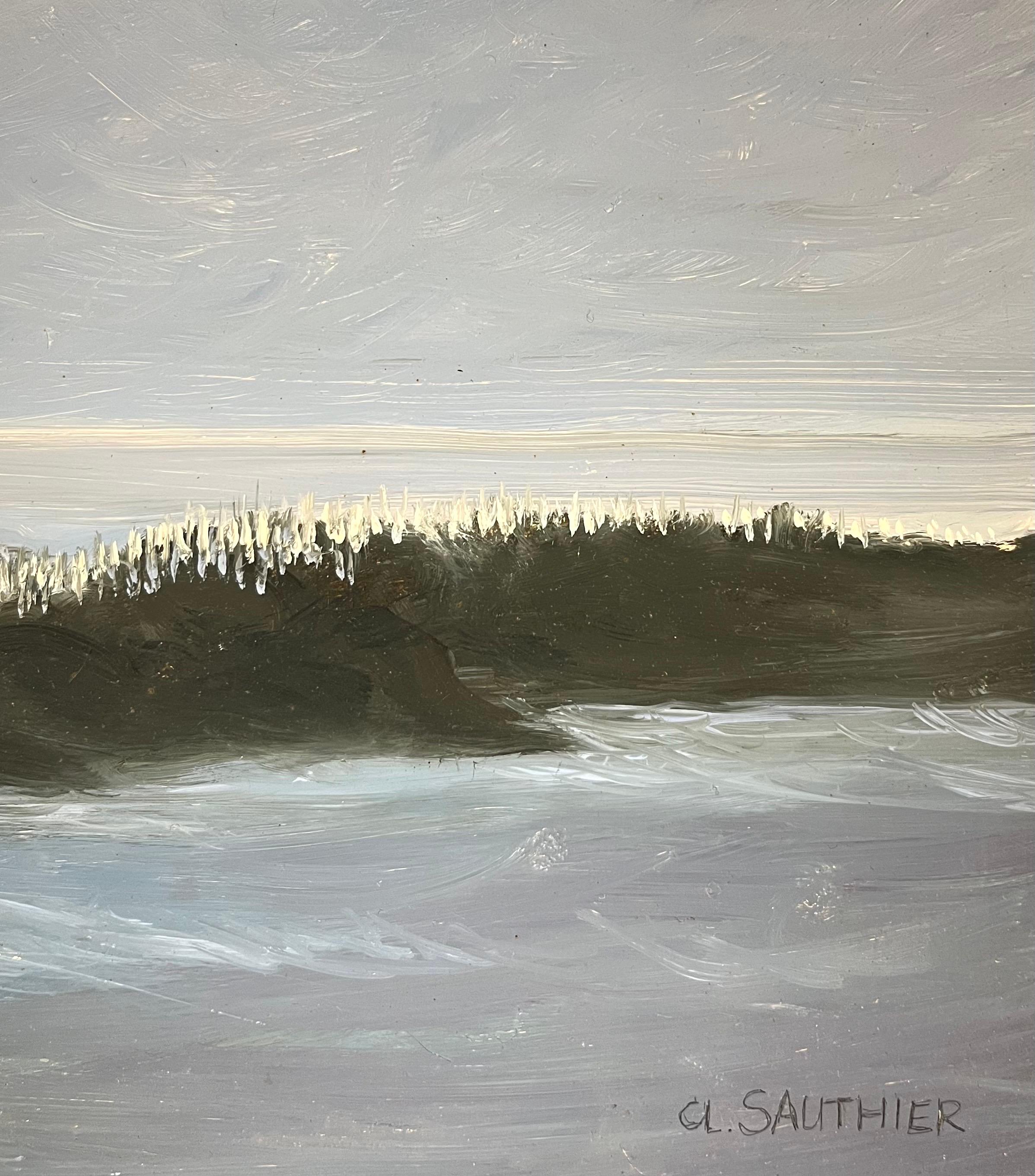 „La Turballe, Bretagne – 2“ von Claude Sauthier – Öl auf Holz – 92x65 cm im Angebot 1
