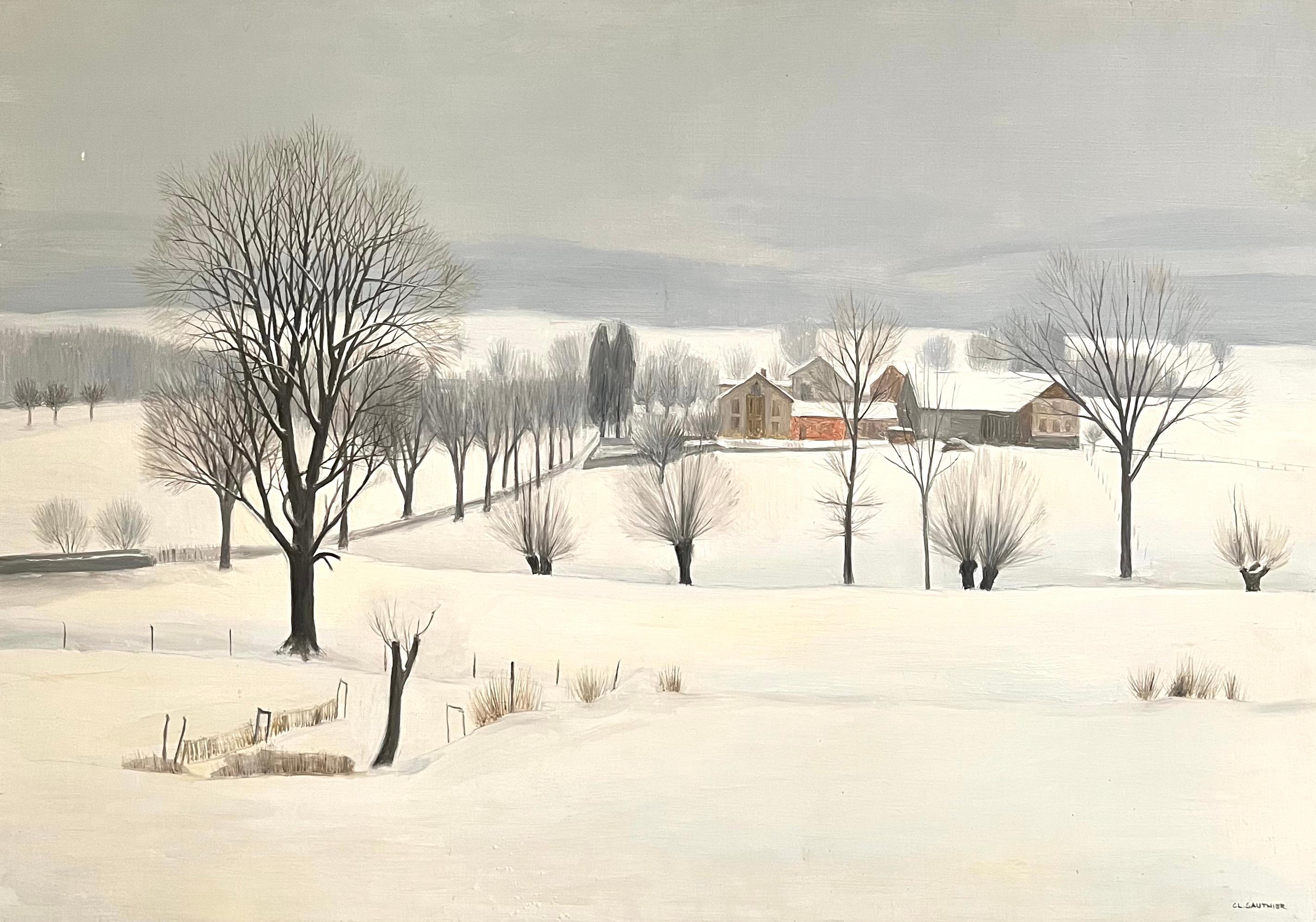 "Prés de Romont, Vaud" par Claude Sauthier - Huile sur Wood - 92x65 cm