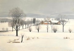 "Meadows of Romont, Vaud" by Claude Sauthier - Oil on Wood - 92x65 cm