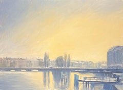 "Mont-Blanc Dock" by Claude Sauthier - Oil on Wood - 73x54 cm
