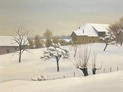 "Savoie im Winter - 2" von Claude Sauthier - Öl auf Holz - 73x54 cm