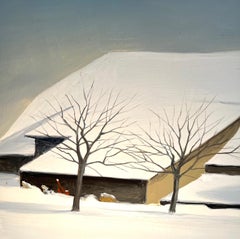 « Savoie in Winter » de Claude Sauthier - Huile sur bois - 35x46 cm