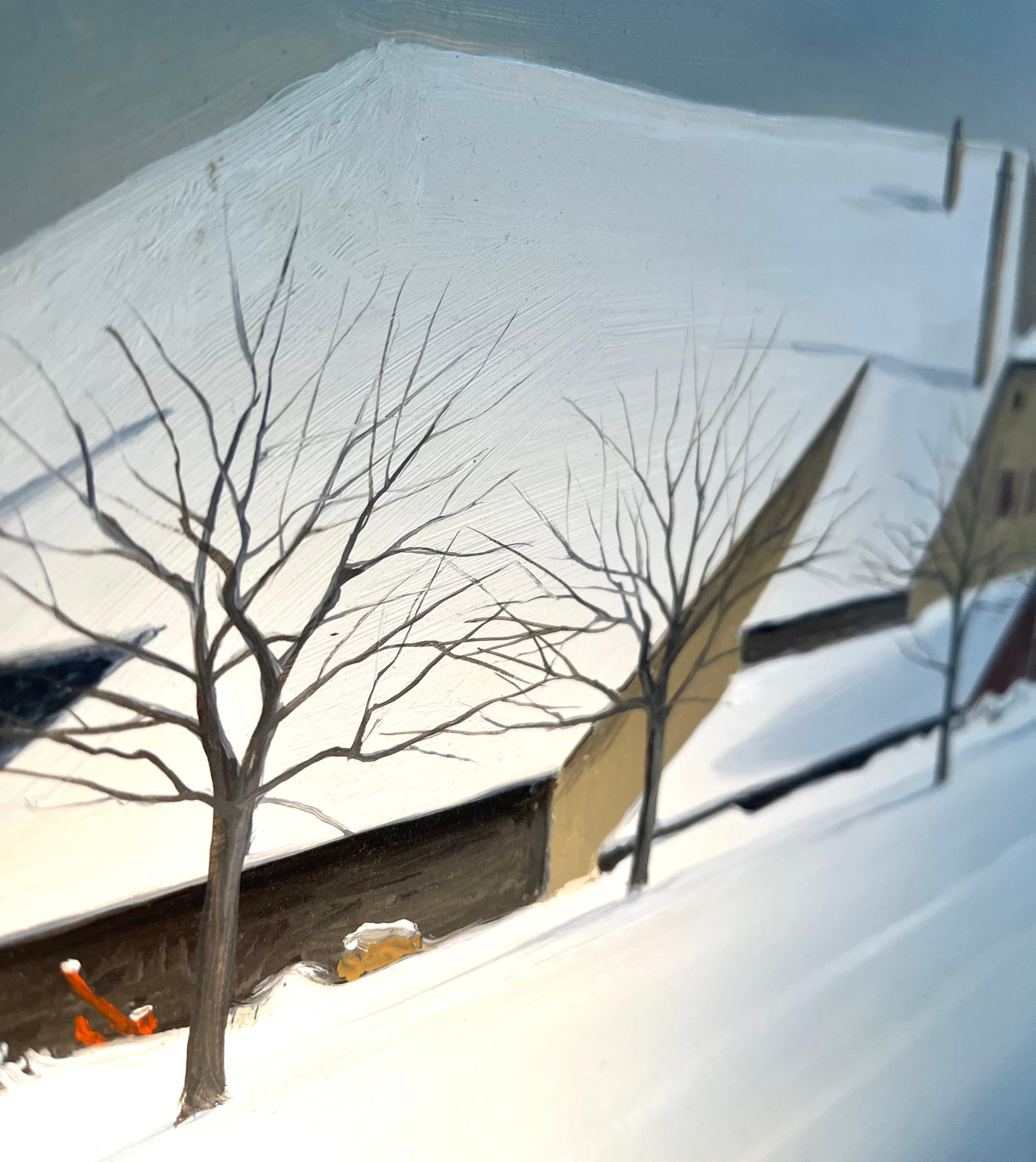„Savoie im Winter“ von Claude Sauthier - Öl auf Holz - 35x46 cm im Angebot 5