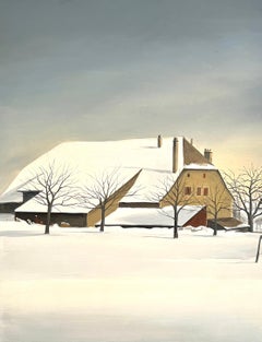 "Saboya en invierno" de Claude Sauthier - Óleo sobre madera - 35x46 cm