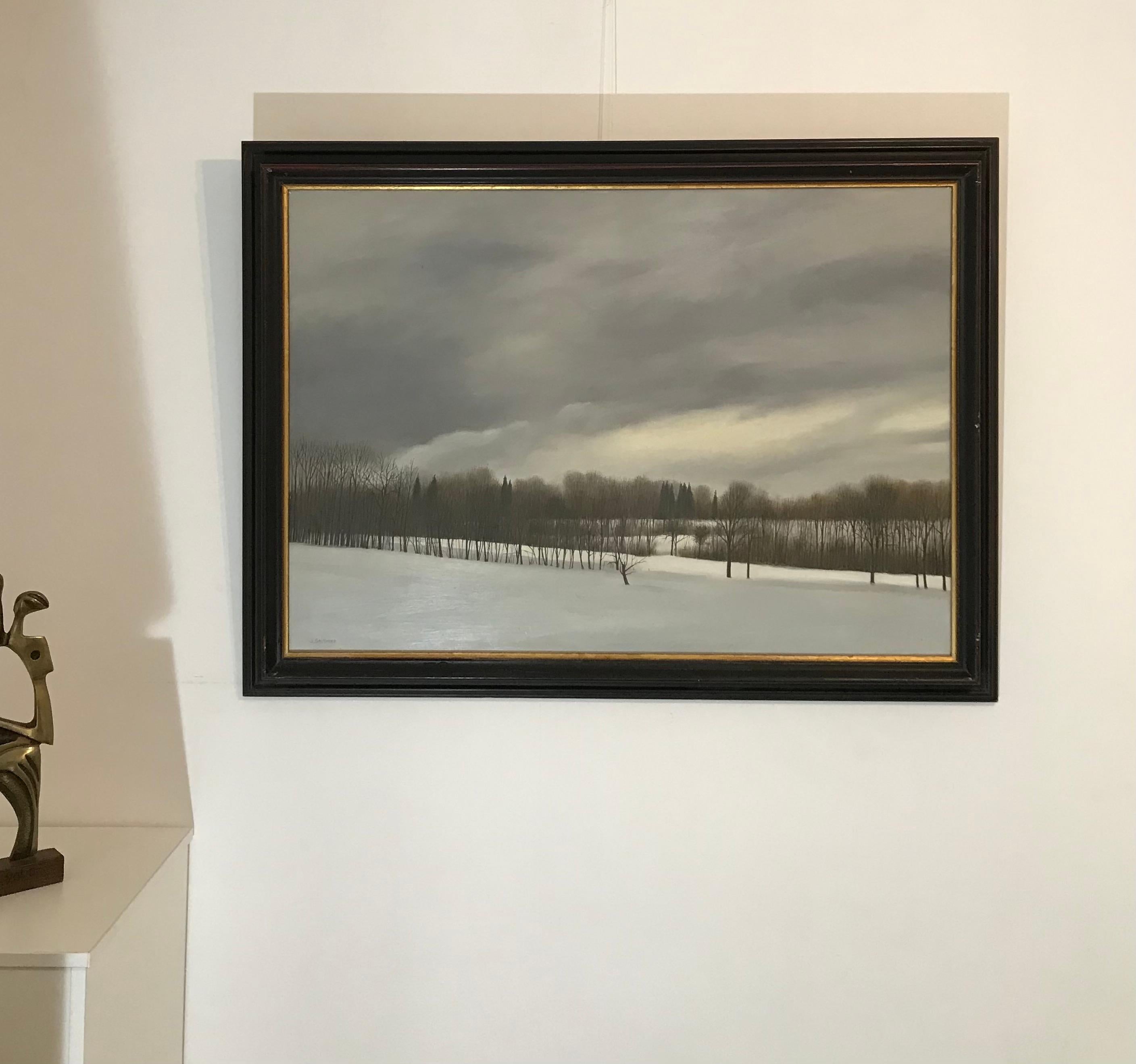Paysage de la Savoie par Claude Sauthier - Huile sur bois 65 x92 cm en vente 1