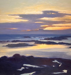 "Sunset at Bretagne" by Claude Sauthier - Oil on Wood - 92x65 cm