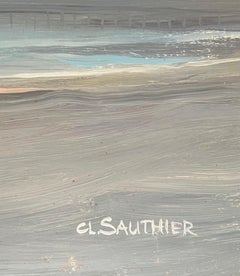 « La mer en hiver » par Claude Sauthier - Huile sur bois - 92 x65 cm