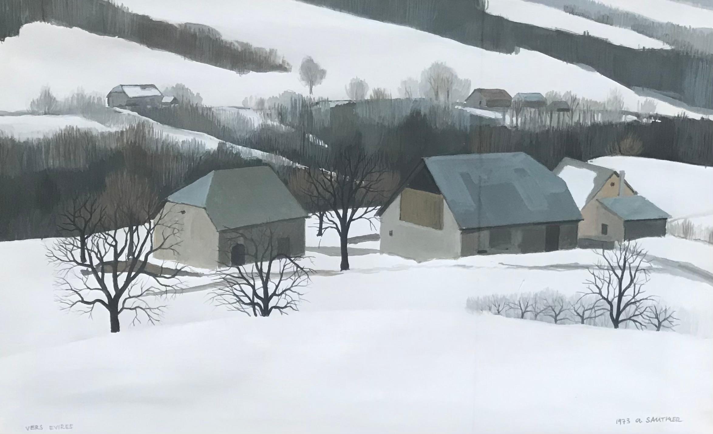 Claude Sauthier Landscape Painting - Towards Evires, Haute-Savoie