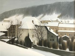 Vue d'hiver sur Romainmôtier, Suisse