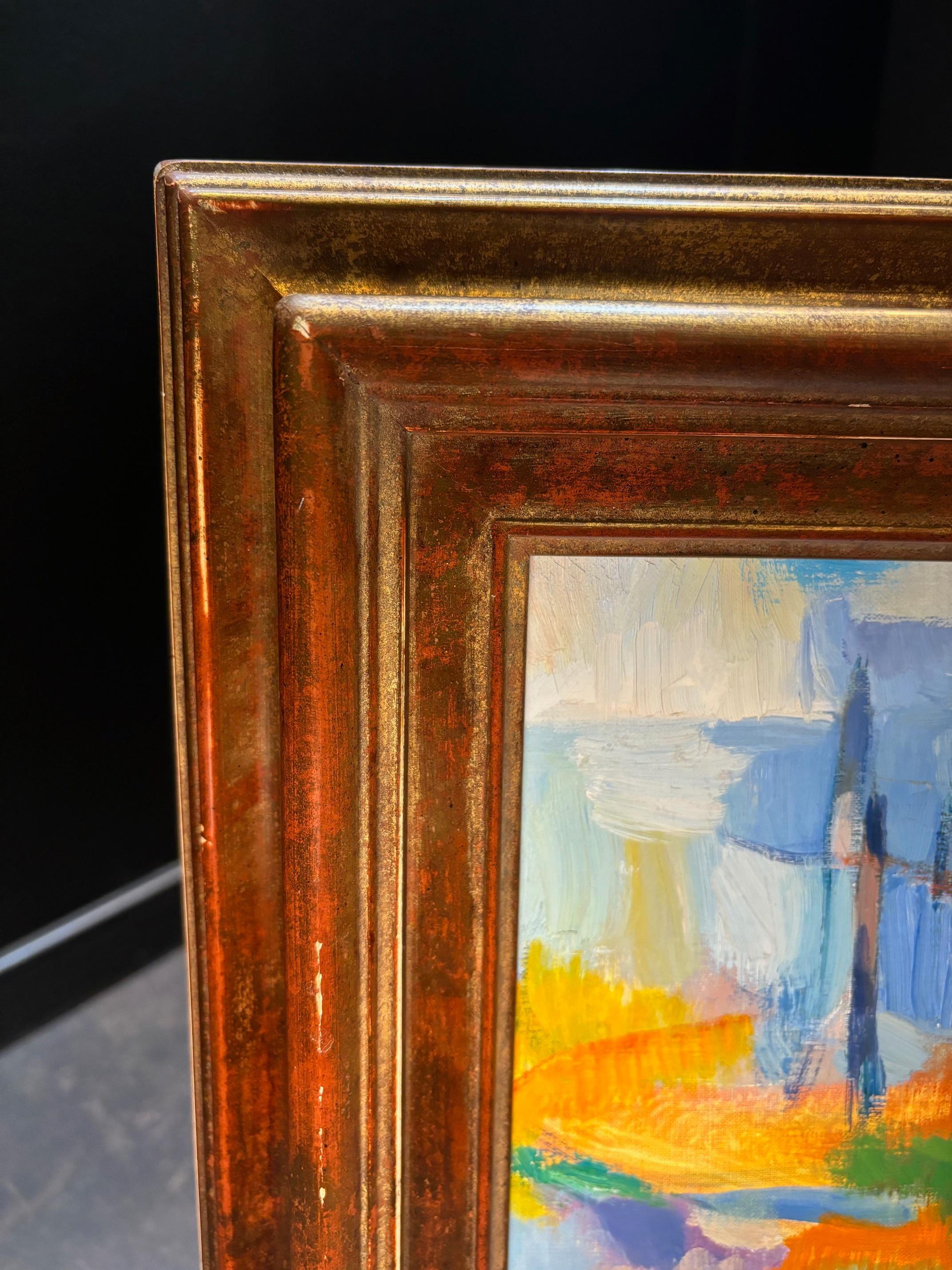 Composizione astratta di Claude Schürr - Olio su tela 30x60 cm in vendita 3