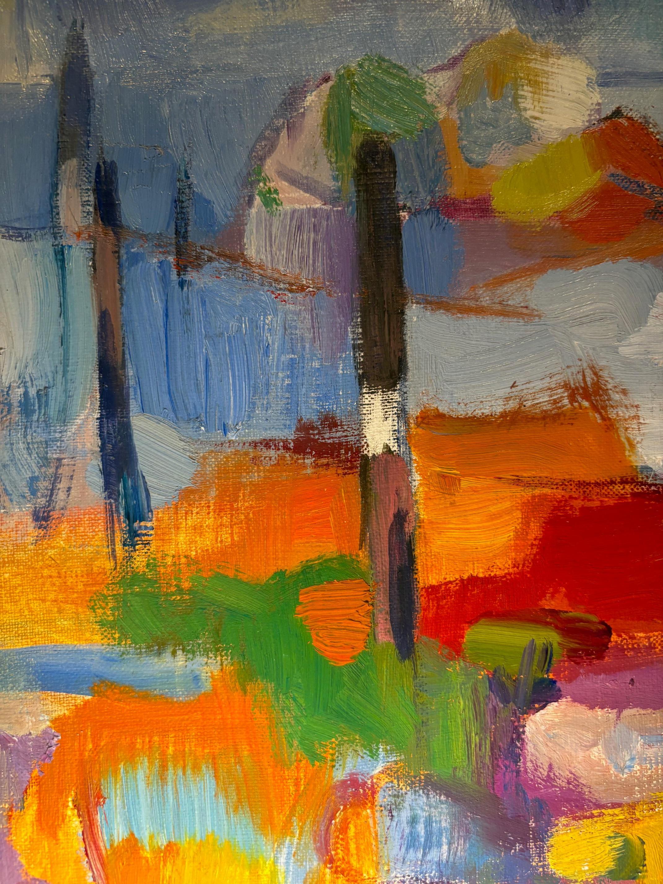 Composizione astratta di Claude Schürr - Olio su tela 30x60 cm in vendita 4
