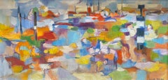 Abstract composition by Claude Schürr - Oil on canvas 30x60 cm