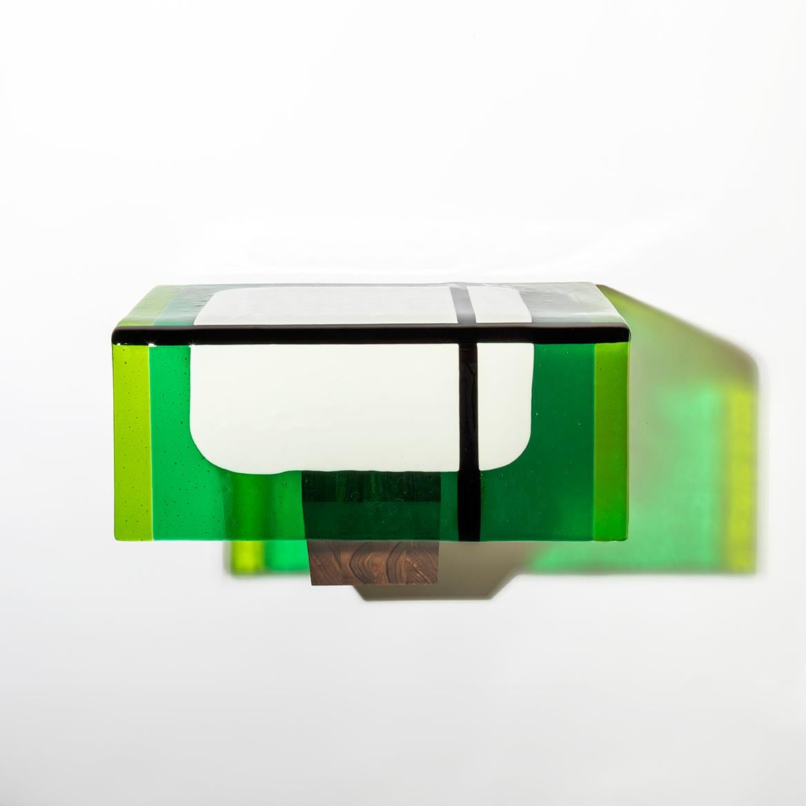 Italian Claude Shelf Blu by Duccio Maria Gambi in Walnut and Murano Glass in vendita