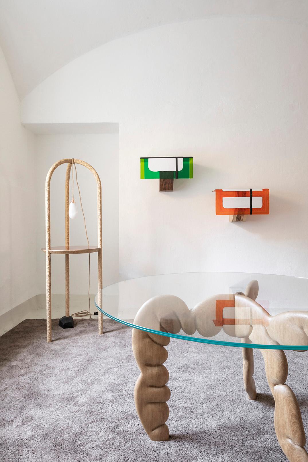 Claude Shelf Blu by Duccio Maria Gambi in Walnut and Murano Glass in vendita 2