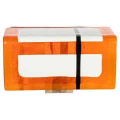 Etagère Claude Orange de Duccio Maria Gambi en noyer et verre de Murano