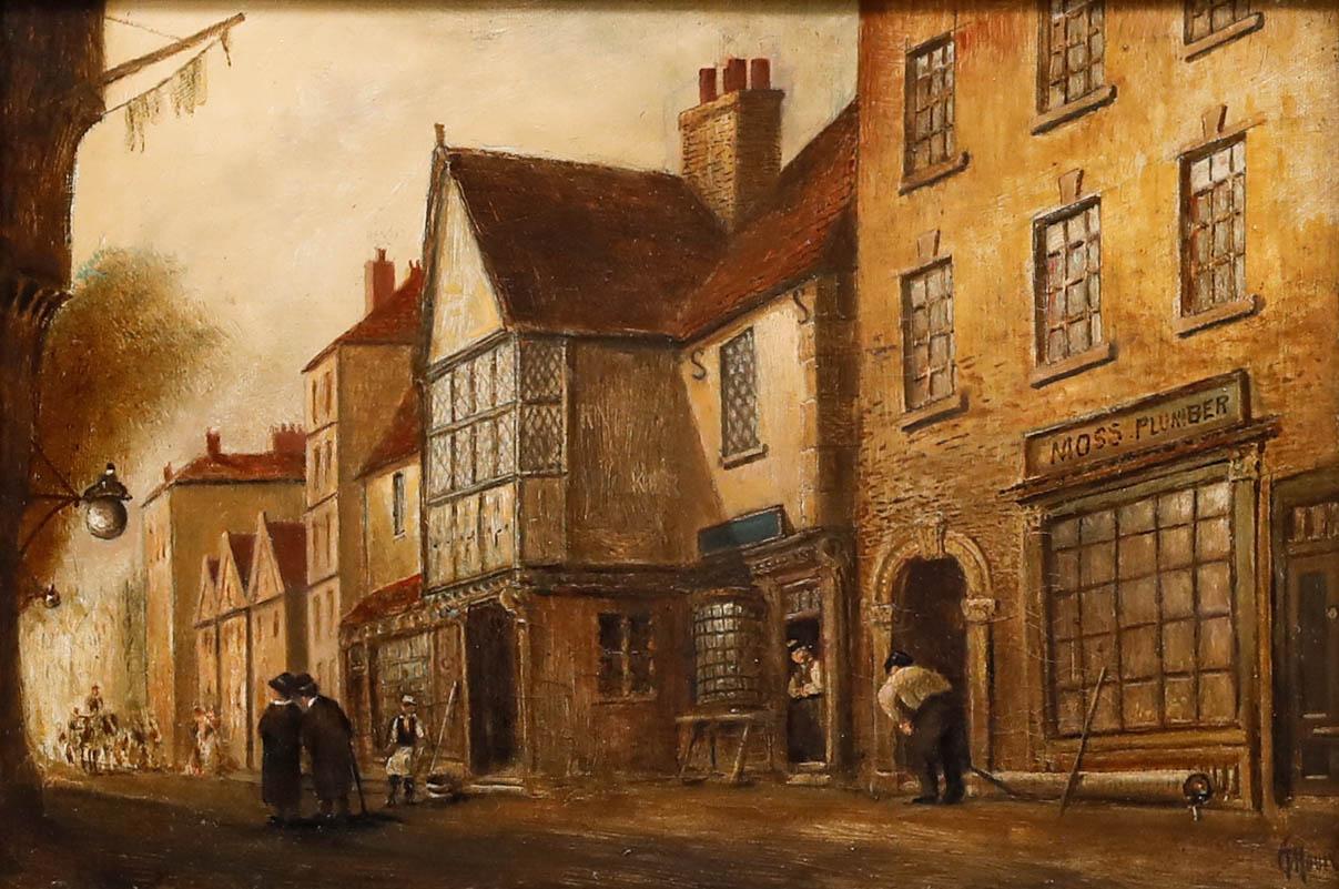 Claude T. Stanfield Moore (1853-1901) – Gerahmtes Ölgemälde, altes St. Peter's Gate im Angebot 1
