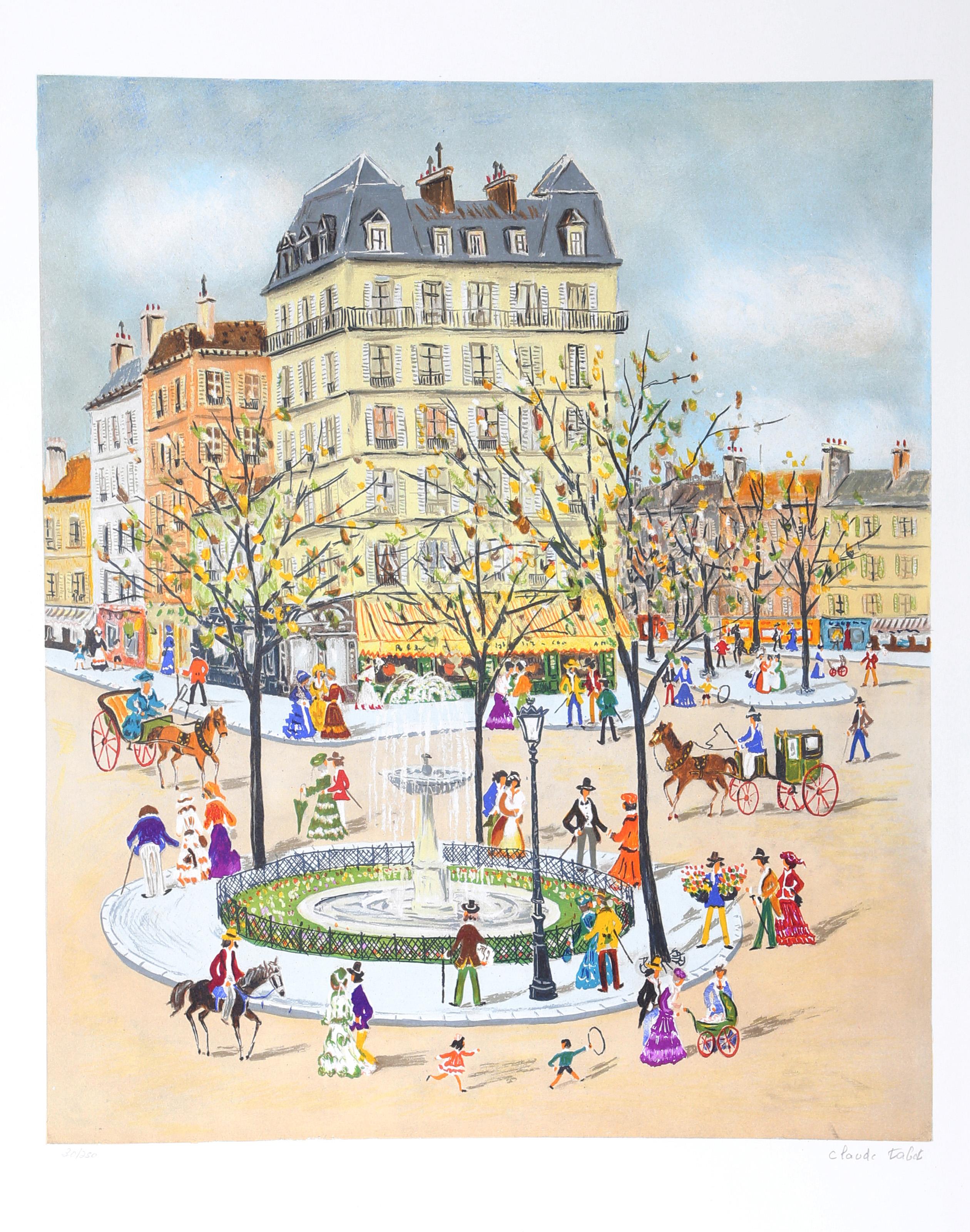 Fountain, Contemporary Lithograph by Claude Tabet